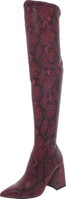 Experience Womens Faux Leather Pointed Toe Over-The-Knee Boots