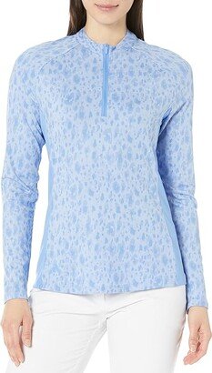 Ultimate365 Printed 1/4 Zip Golf Mock (Blue Fusion) Women's Clothing