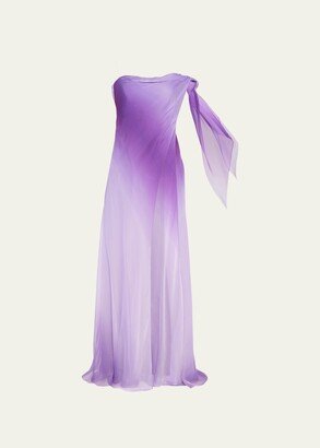 The Danes New York Kahani Iridescent Draped Strapless Gown