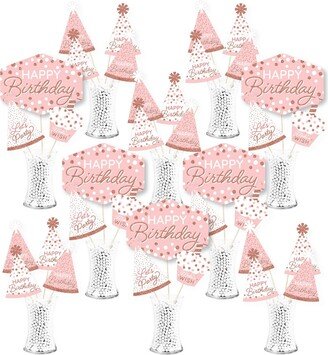 Big Dot Of Happiness Pink Rose Gold Birthday Party Centerpiece Showstopper Table Toppers - 35 Pc