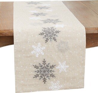 Saro Lifestyle Frosty Snowflakes Table Runner, 16