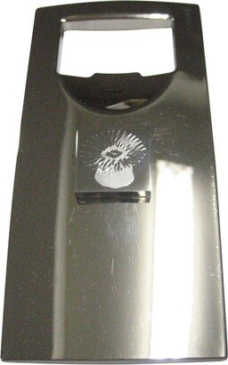 Silver Toned Square Etched Sea Anemone Bottle Opener