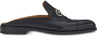 Gancini leather backless loafers