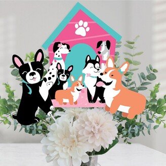 Big Dot of Happiness Pawty Like a Puppy Girl - Pink Dog Baby Shower or Birthday Party Centerpiece Sticks - Table Toppers - Set of 15