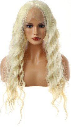 Unique Bargains Long Body Wave Lace Front Wigs for Women with Wig Cap Comb 24 Blonde 1PC