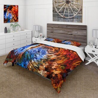 Designart 'Voyages To Inner World Orange Spiral Abstract' Modern Duvet Cover Comforter Set