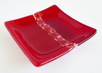 Fused Glass Murrini Plate in Red By Bprdesigns