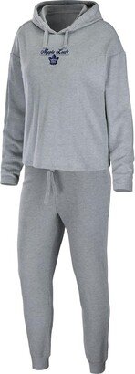 Women's Wear by Erin Andrews Heather Gray Toronto Maple Leafs Logo Pullover Hoodie and Pants Sleep Set