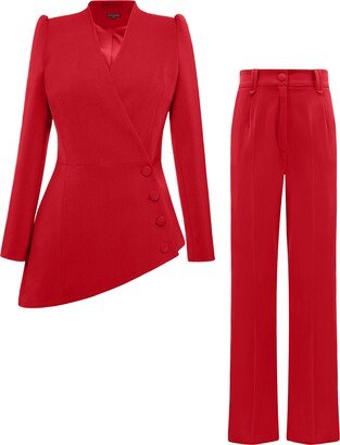 Tia Dorraine Fierce Red Asymmetric Power Suit