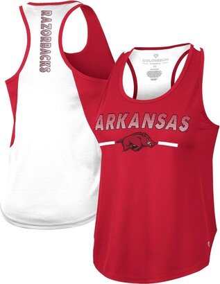 Women's Cardinal Arkansas Razorbacks Sachs 2-Hit Scoop Neck Racerback Tank Top