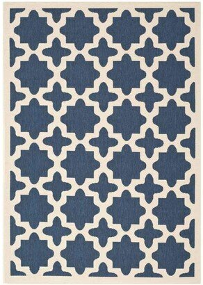 Courtyard Navy and Beige 6'7 x 9'6 Sisal Weave Outdoor Area Rug