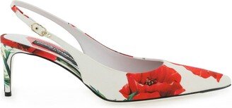 Slingback Pumps With Poppy Print