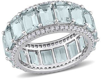 14K 10.00 Ct. Tw. Diamond & Aquamarine Eternity Ring