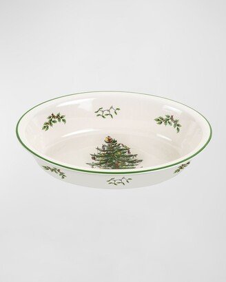 Christmas Tree Oval Rim Dish