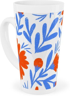 Mugs: Floral Drop - Red And Blue Tall Latte Mug, 17Oz, Blue