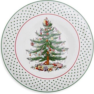 Christmas Tree Polka Dot Earthenware Cake Plate