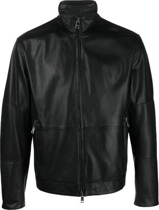 Stand-Up Collar Leather Jacket-AA