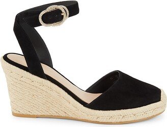 Crystal Buckle Espadrille Wedge Pumps