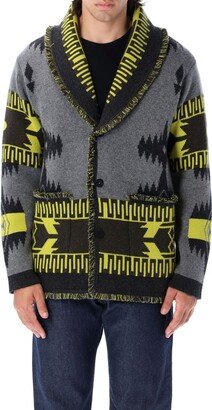 Jacquard-Knitted Button Up Cardigan-AB