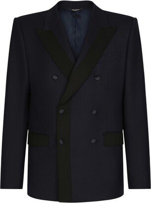 Double-breasted stretch wool Sicilia-fit jacket