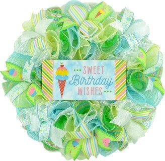 Happy Birthday Hanging Front Door Wreath, Gender Neutral Decorations For Everyone's Birthday, Mom, Dad, Kids