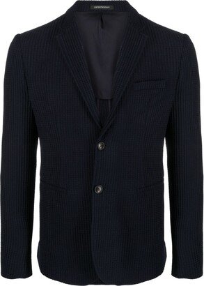 Notched-Lapels Textured Single-Breasted Blazer