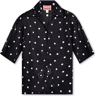 Polka Dot Printed Short-Sleeved Shirt