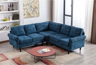 RASOO L-Shape Sectional Sofa Accent Living Room Sofa with Wood Legs