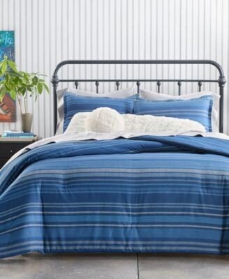 Home Design Chambray Stripe Comforter Sets Created For Macys