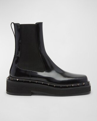 Rockstud Beatle Leather Chelsea Boots-AA