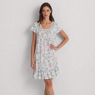 Ralph Lauren Floral Jersey Flutter-Sleeve Nightgown