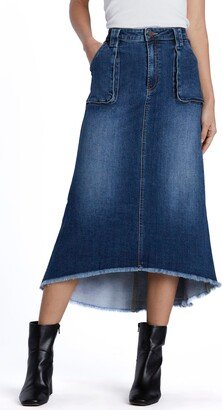 Wash Lab Denim Patch Pocket Denim Midi Skirt