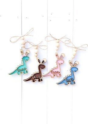 Dinosaur Beaded Easter Basket Tags, Personalized Name Tag, Gift Beaded Garland