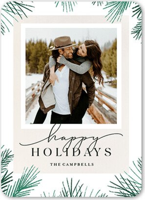 Holiday Cards: Pine Framing Holiday Card, White, 5X7, Holiday, Matte, Signature Smooth Cardstock, Rounded