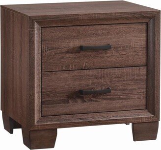 Wooden 2 Drawer Nightstand, Medium Warm Brown