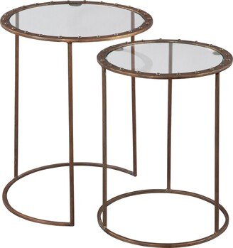 Furniture Round Copper Rivet Nesting Table Set