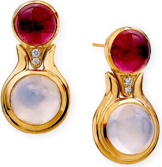 Syna 18k Candy Earrings with Rubellite, Moon Quartz and Diamonds