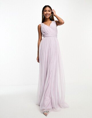 Beauut Bridal maxi dress in tulle with bow back in lilac