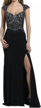 Dave & Johnny Beaded Evening Gown In Black