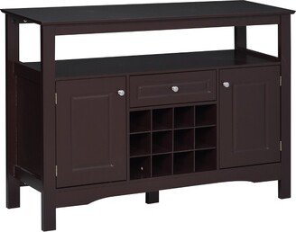 HOMCOM Modern Sideboard, Wooden Kitchen Buffet Cabinet with Drawer and 12-Bottle Wine Rack for Living Room, Espresso