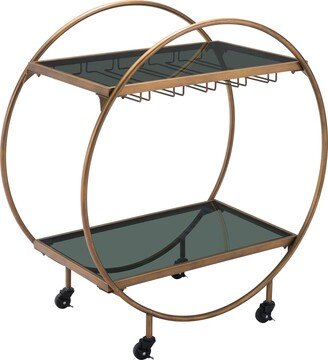 Arc Bar Cart Brass & Black - 34.6 W x 18.1 D x 37.4 H