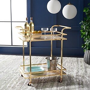 Lameris 2 Tier Gold Bar Cart with Handles