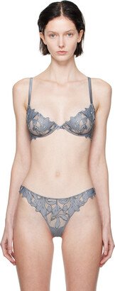 Gray Lily Embroidery Plunge Demi Bra