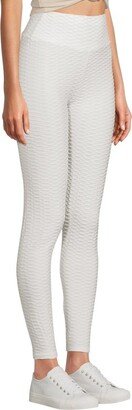 SOBEYO Womens' Legging Bubble Stretchable White