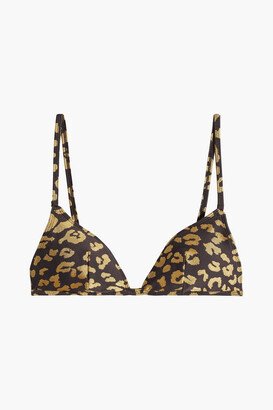 The Lulu leopard-jacquard triangle bikini top