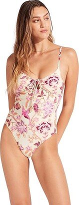 Silk Road Drawstring Keyhole One-Piece (Parfait Pink) Women's Swimsuits One Piece