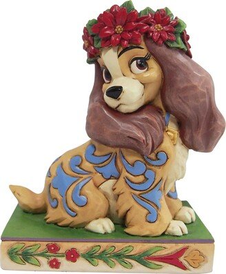 Enesco Jim Shore Disney Traditions Lady and The Tramp Christmas Holly Crown Figurine