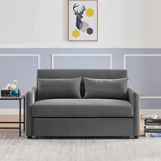 IGEMAN Velvet Upholstered Loveseat Sofa Convertible Futon Sofa & Sofa Bed