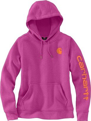 Plus Size Clarksburg Sleeve Logo Hooded Sweatshirt (Magenta Agate Heather) Women's Clothing