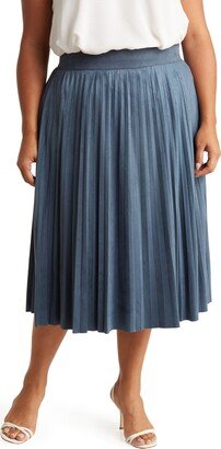 Pleated Faux Suede Maxi Skirt